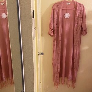 NWOT Umgee Blush Knit Cardigan W/ Tie detail